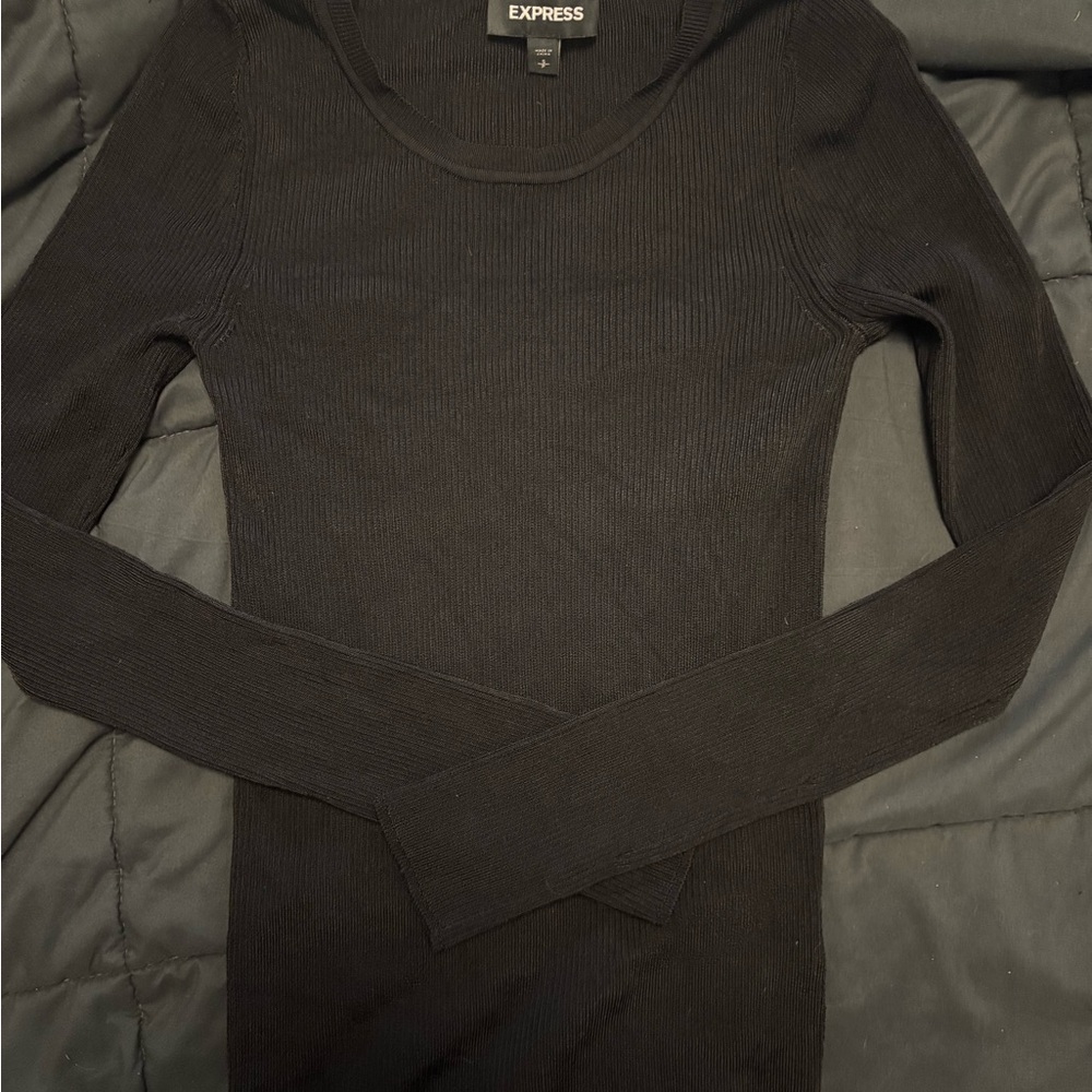 Express Black Ribbed Knit Sweater